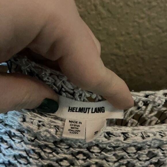 Helmut Lang- Luminous Cord Open Knit Sweater Crew Neck Silver & Black - Picture 6 of 12